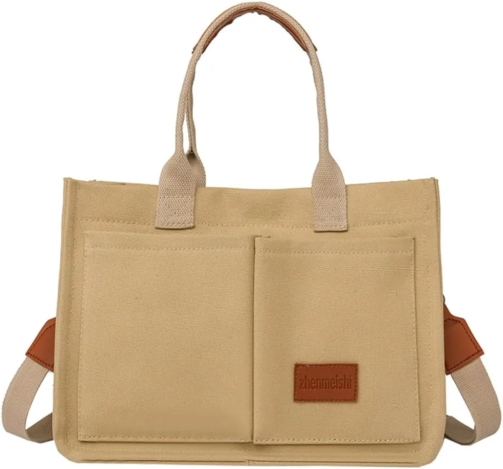 Obosoyo Canvas Tote Bag Purses for Women Large Canvas Work Shoulder Bags Casual Crossbody Purse for Travel Daily