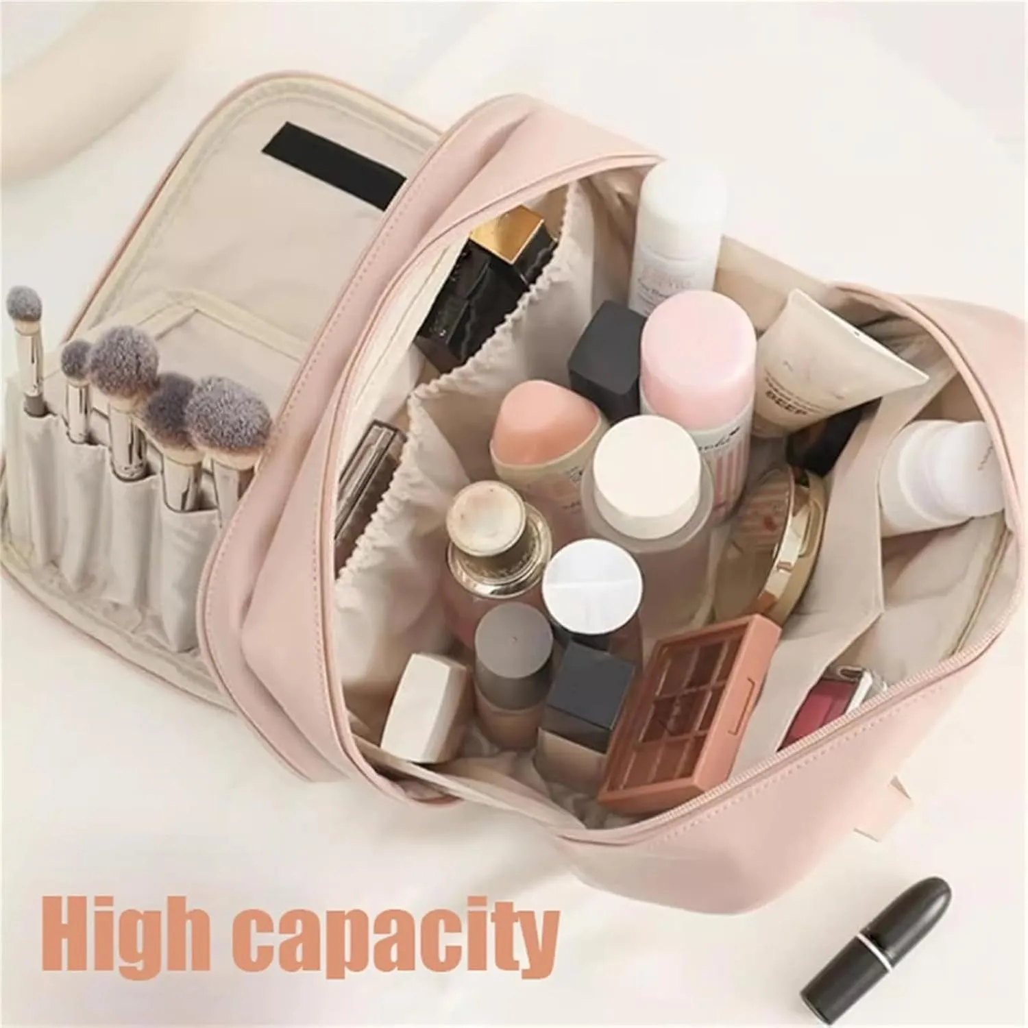 Obviously Multi-Compartment Toiletry Cosmetics Bag, SetPatient Multi-Compartment Toiletry Cosmetics Bag, Bathroom Hanging Cosmetic Bags for Travel (Brown)
