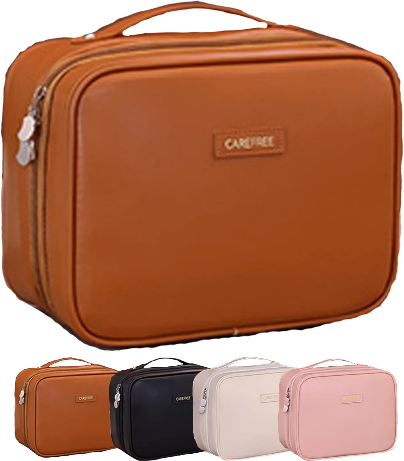 Obviously Multi-Compartment Toiletry Cosmetics Bag, SetPatient Multi-Compartment Toiletry Cosmetics Bag, Bathroom Hanging Cosmetic Bags for Travel (Brown)