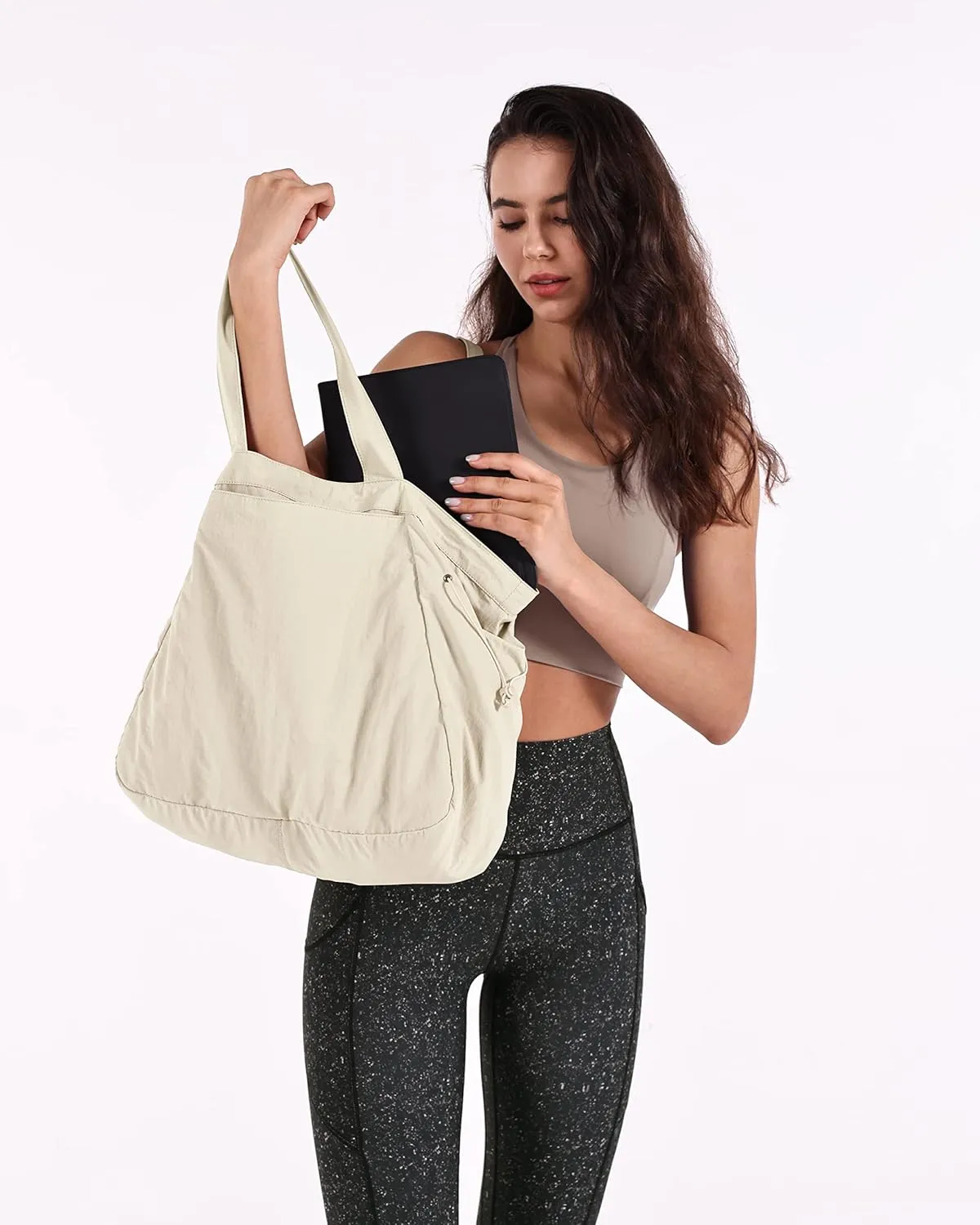 ODODOS 18L Side-Cinch Shopper Bags Lightweight Shoulder Bag Tote Handbag for Shopping Workout Beach Travel