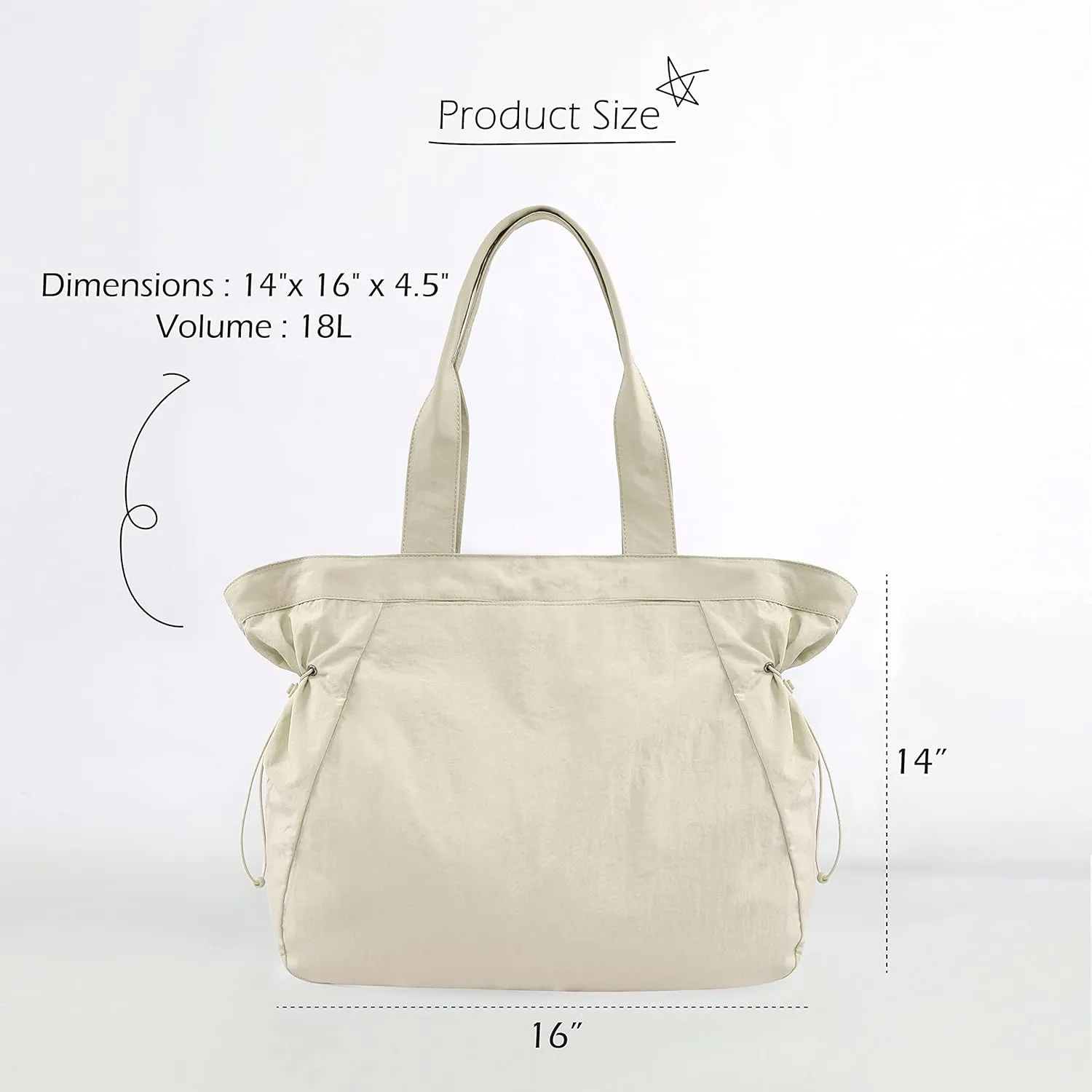 ODODOS 18L Side-Cinch Shopper Bags Lightweight Shoulder Bag Tote Handbag for Shopping Workout Beach Travel