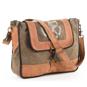 OHLAY MESSENGER Upcycled Canvas  Genuine Leather women bag western handbag purse