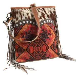 OHLAY MESSENGER Upcycled Wool Upcycled Canvas Hair-on Genuine Leather women bag western handbag purse