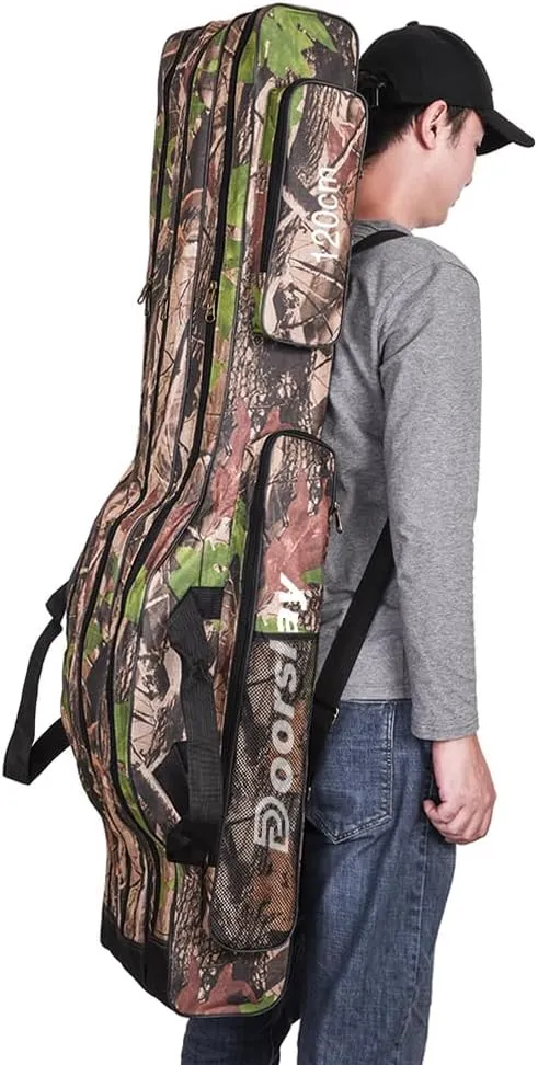 oorslay Portable Folding Fishing Tackle Storage Bags Oxford Fishing Rod Case Fishing Pole Bag Carry Organizer Waterproof Fishing Bag