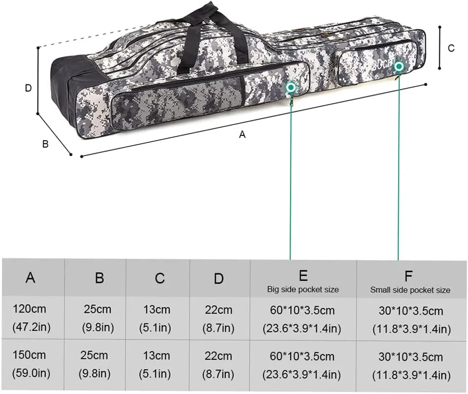 oorslay Portable Folding Fishing Tackle Storage Bags Oxford Fishing Rod Case Fishing Pole Bag Carry Organizer Waterproof Fishing Bag