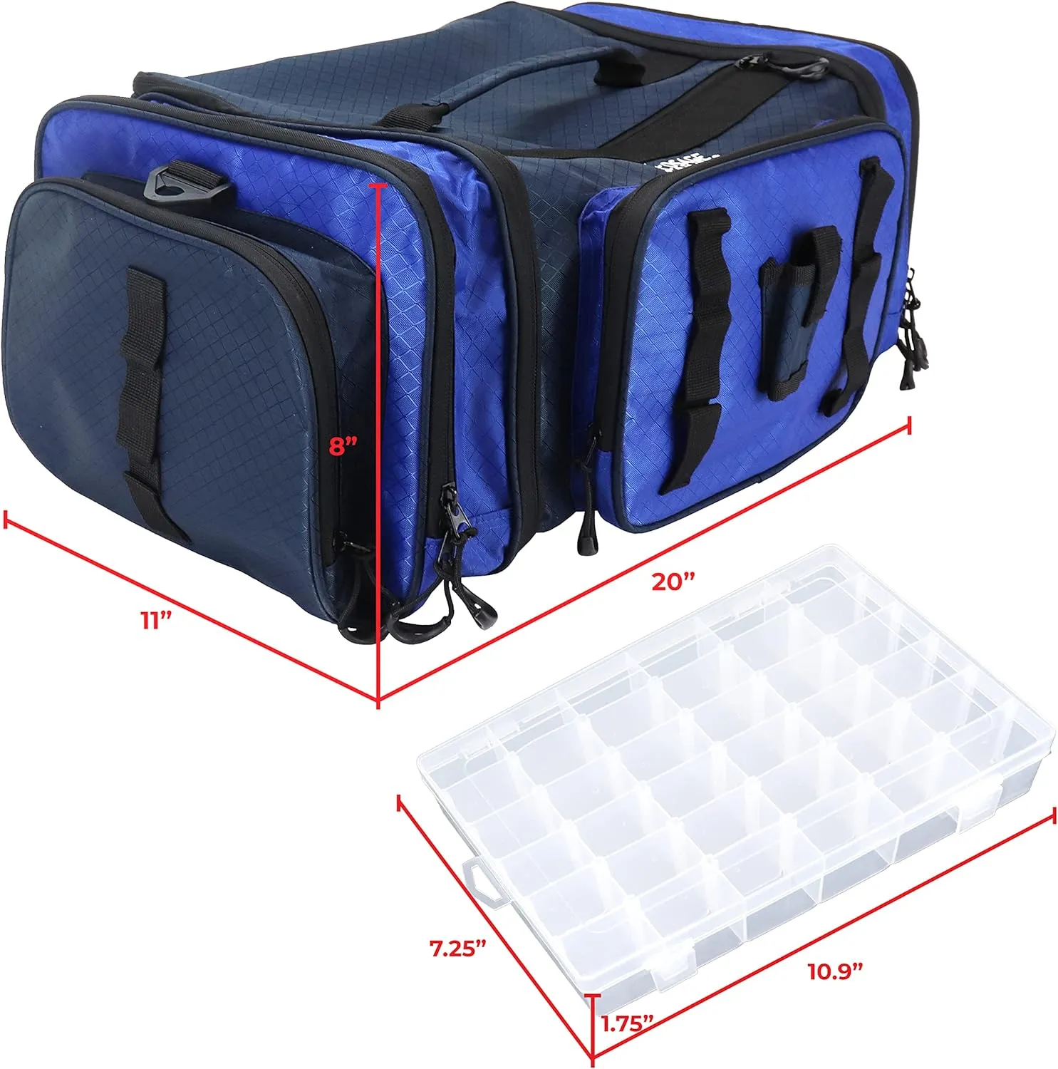 OSAGE RIVER Large Waterproof Fishing Tackle Bag with Padded Shoulder Strap, Ripstop Soft Sided Bag with Fishing Pliers Holder