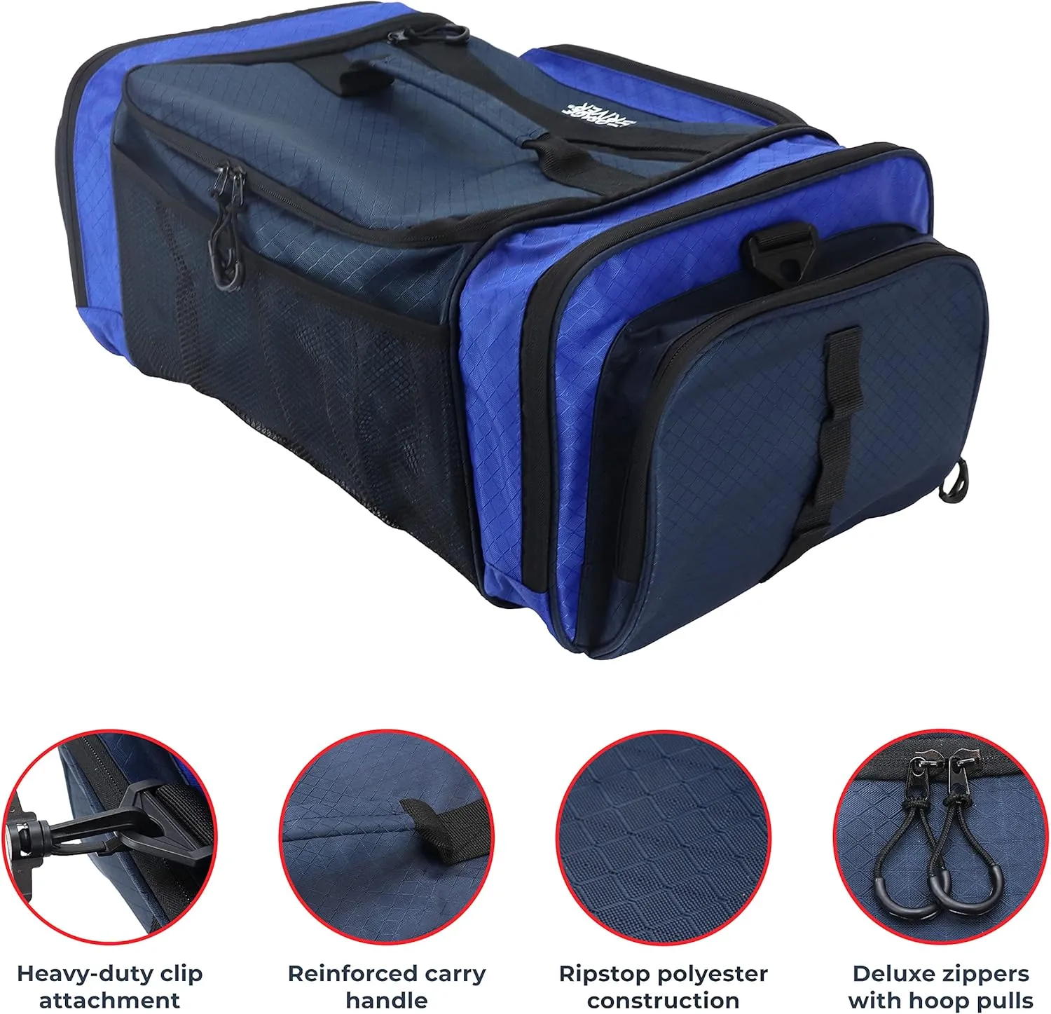OSAGE RIVER Large Waterproof Fishing Tackle Bag with Padded Shoulder Strap, Ripstop Soft Sided Bag with Fishing Pliers Holder