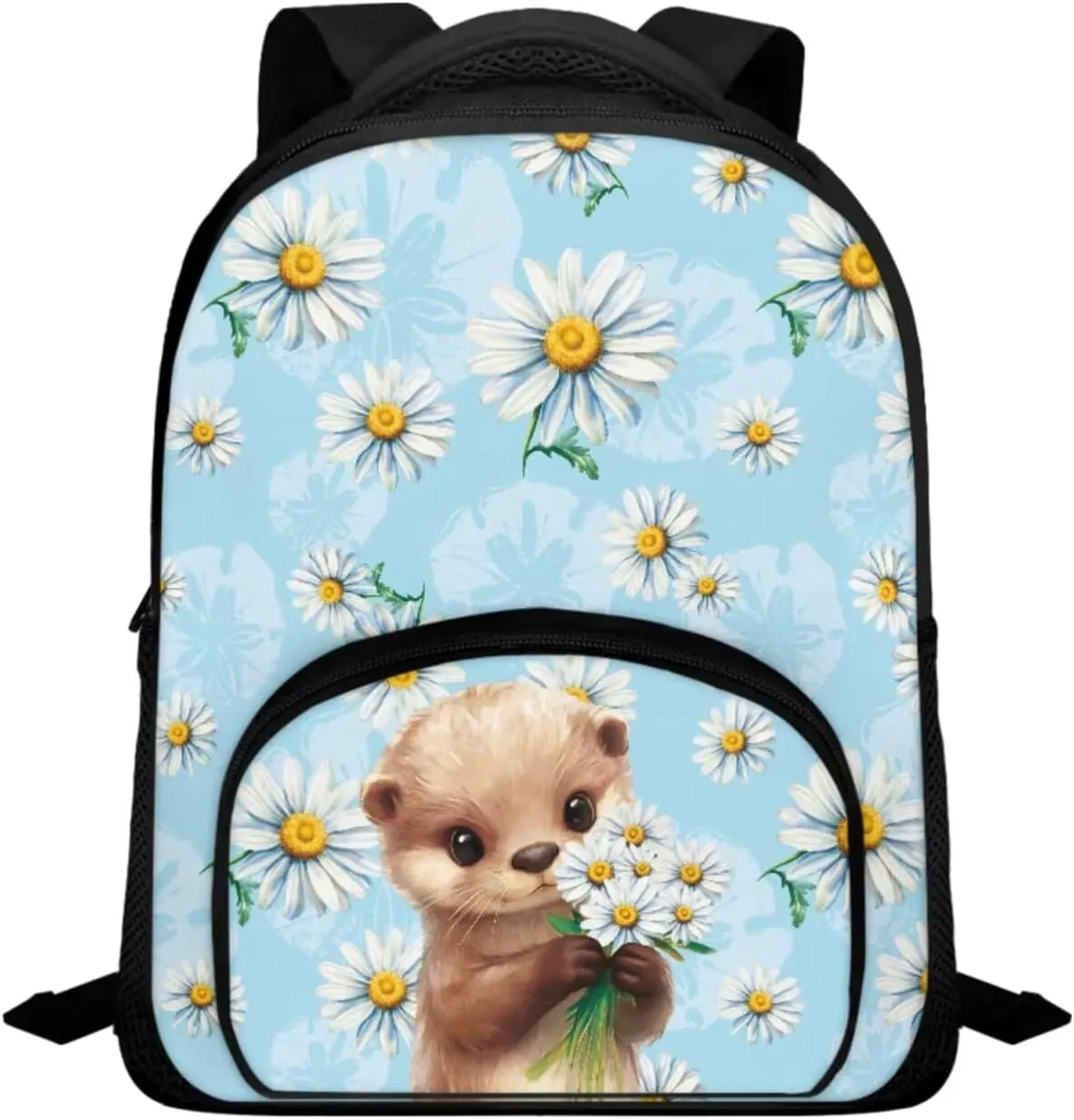 Otter Daisy Backpack for Kids Bookbag Sets 3pcs Backpack with Lunch Box & Pencil Case School Bag with Adjustable Shoulder Strap