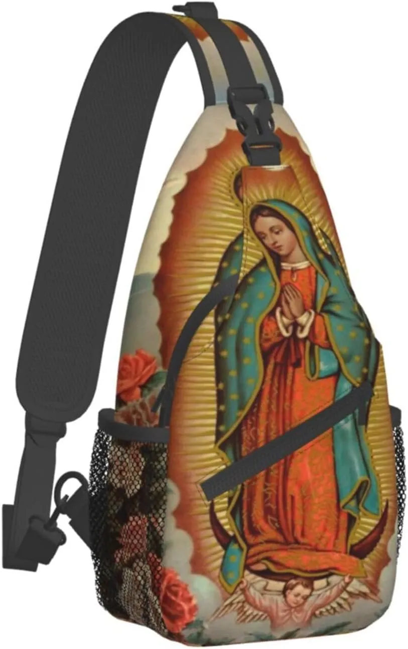 Our Lady Of Guadalupe Sling Backpack Chest Bag Crossbody Shoulder Bag Gym Cycling Travel Hiking Daypack For Men Women