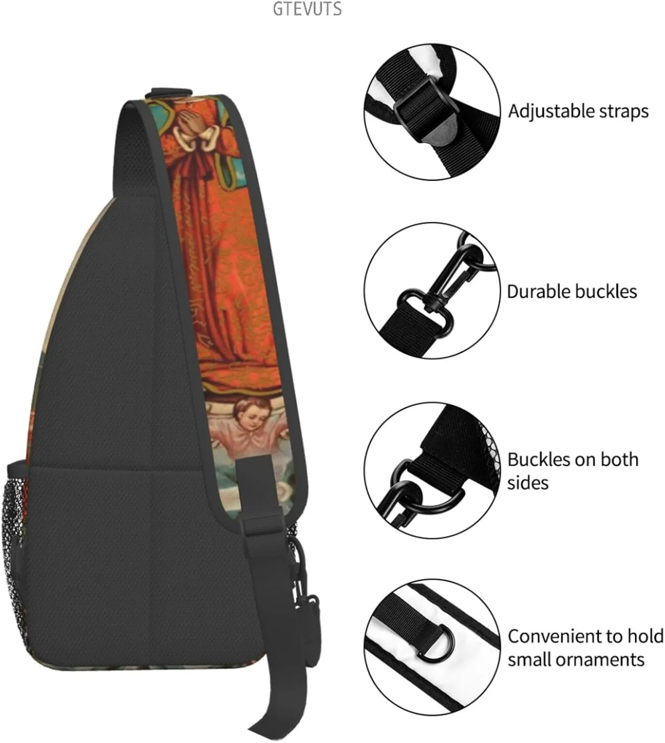Our Lady Of Guadalupe Sling Backpack Chest Bag Crossbody Shoulder Bag Gym Cycling Travel Hiking Daypack For Men Women