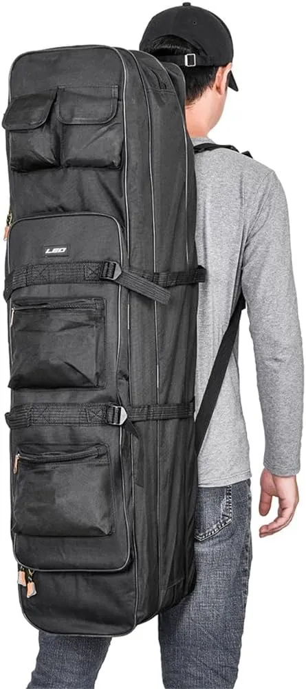 Outdoor 3 Tier Fishing Bag Backpack 80cm/100cm Fishing Rod Reel Case Tote Bag Fishing Rod Tackle Bag Suitcase Travel Bag(D,100cm)