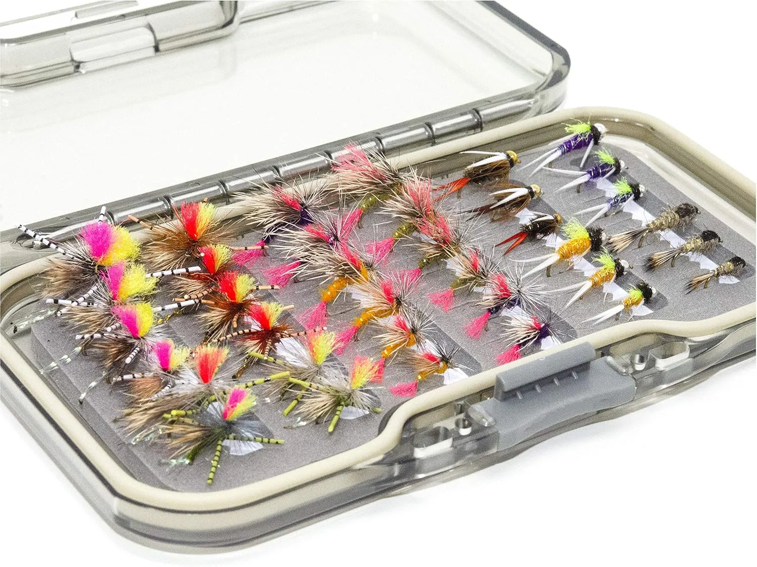 Outdoor Planet Premium Fly Fishing Flies Assortment | Waterproof Fly Box | Dry, Wet, Nymphs, Streamers, Wooly Buggers, Hopper, Caddis | Trout, Steelhead, Bass Fishing Lure Set