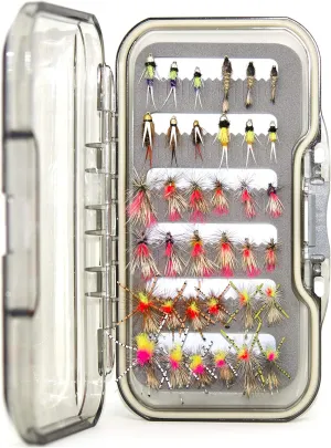 Outdoor Planet Premium Fly Fishing Flies Assortment | Waterproof Fly Box | Dry, Wet, Nymphs, Streamers, Wooly Buggers, Hopper, Caddis | Trout, Steelhead, Bass Fishing Lure Set