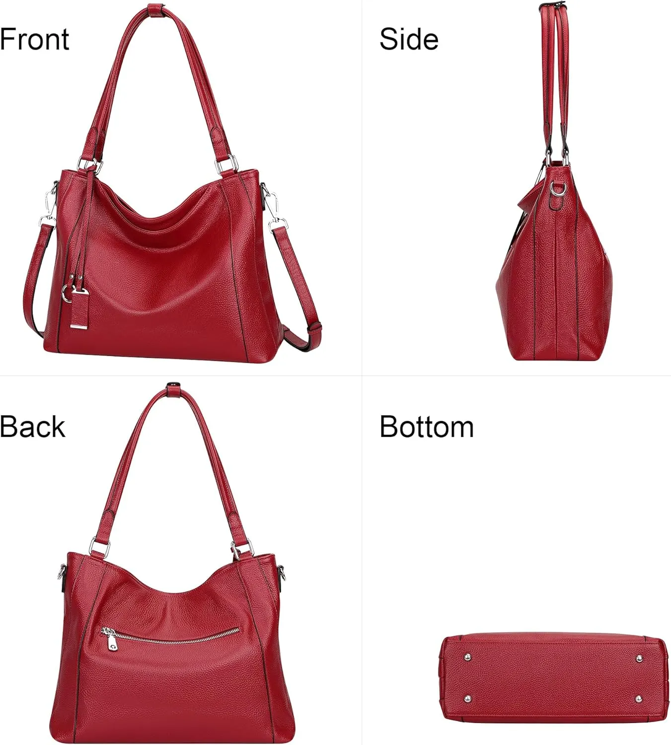 Over Earth Genuine Leather Purses for Women Casual Hobo Shoulder Handbags Large Crossbody Bags