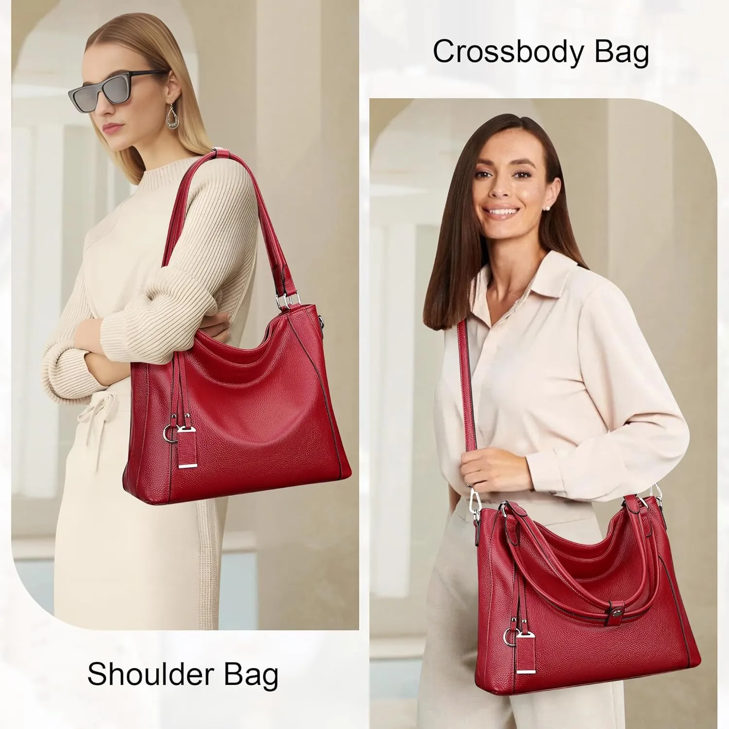 Over Earth Genuine Leather Purses for Women Casual Hobo Shoulder Handbags Large Crossbody Bags