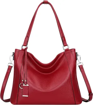 Over Earth Genuine Leather Purses for Women Casual Hobo Shoulder Handbags Large Crossbody Bags