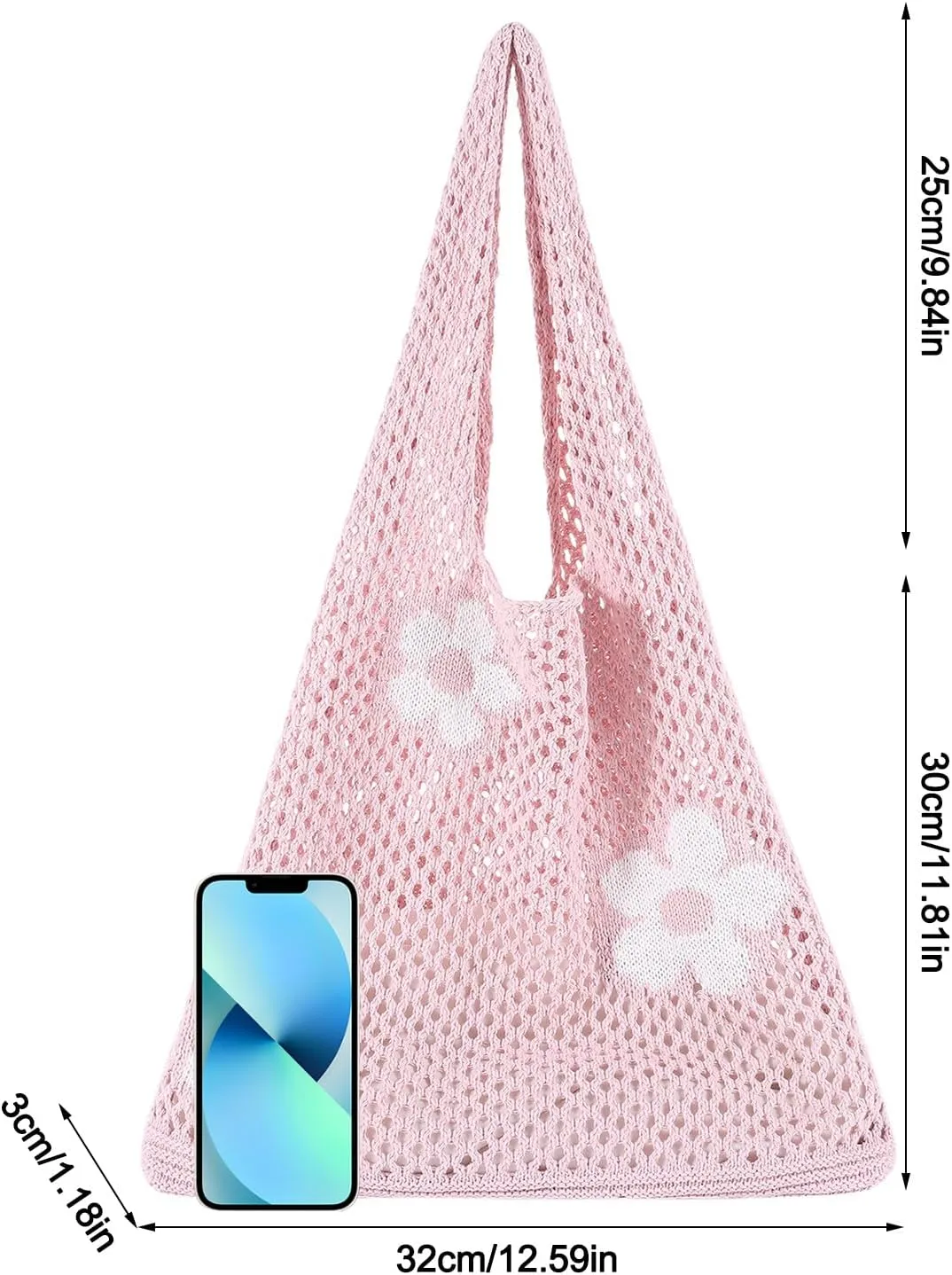 Ovida Crochet Tote Bag Mesh Beach Bag Fairycore Hobo Fairy Grunge Aesthetic Shoulder Bag Y2k Purse for Women Girls