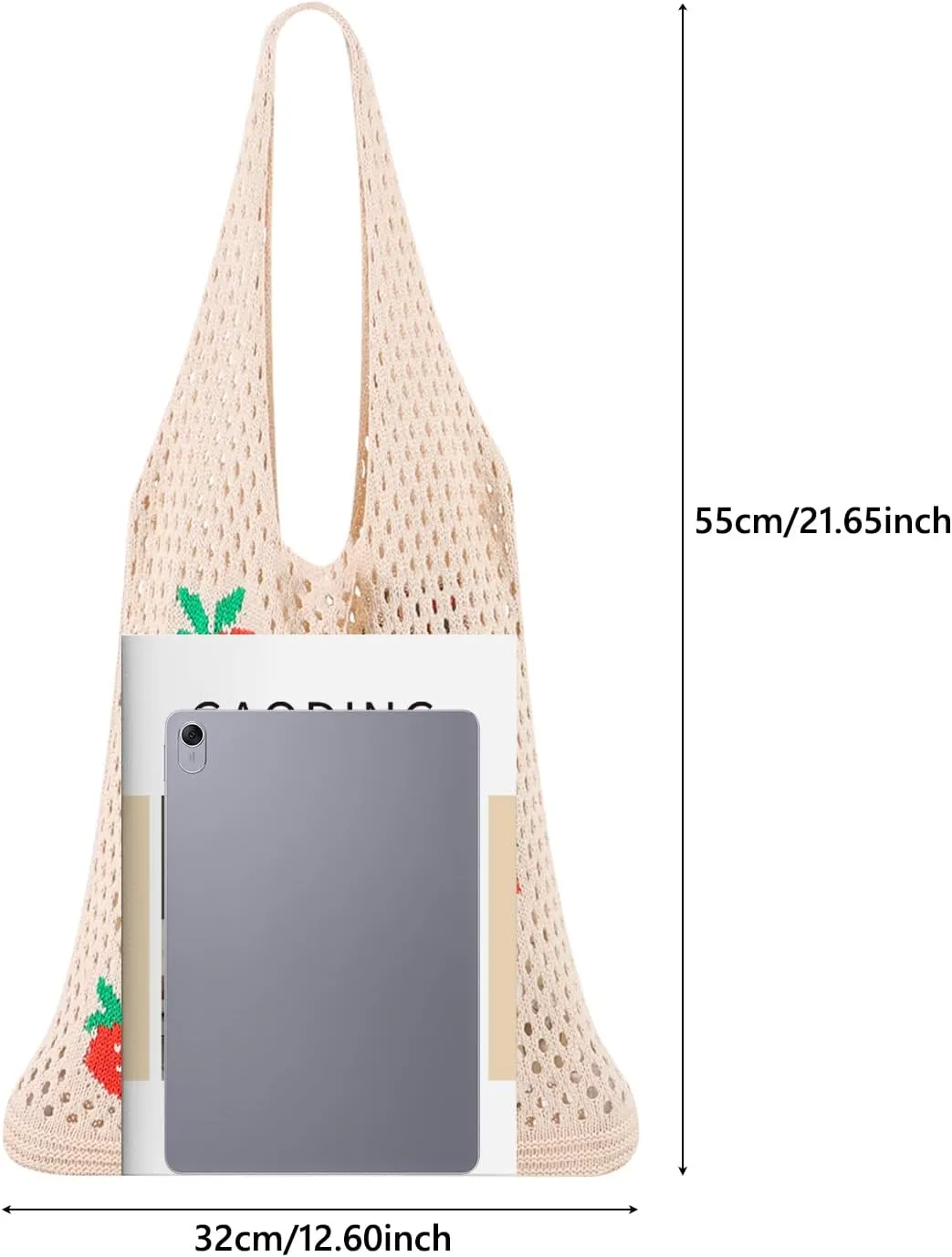 Ovida Crochet Tote Bag Mesh Beach Bag Fairycore Hobo Fairy Grunge Aesthetic Shoulder Bag Y2k Purse for Women Girls