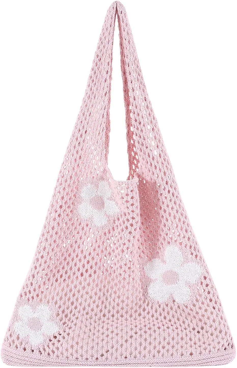 Ovida Crochet Tote Bag Mesh Beach Bag Fairycore Hobo Fairy Grunge Aesthetic Shoulder Bag Y2k Purse for Women Girls