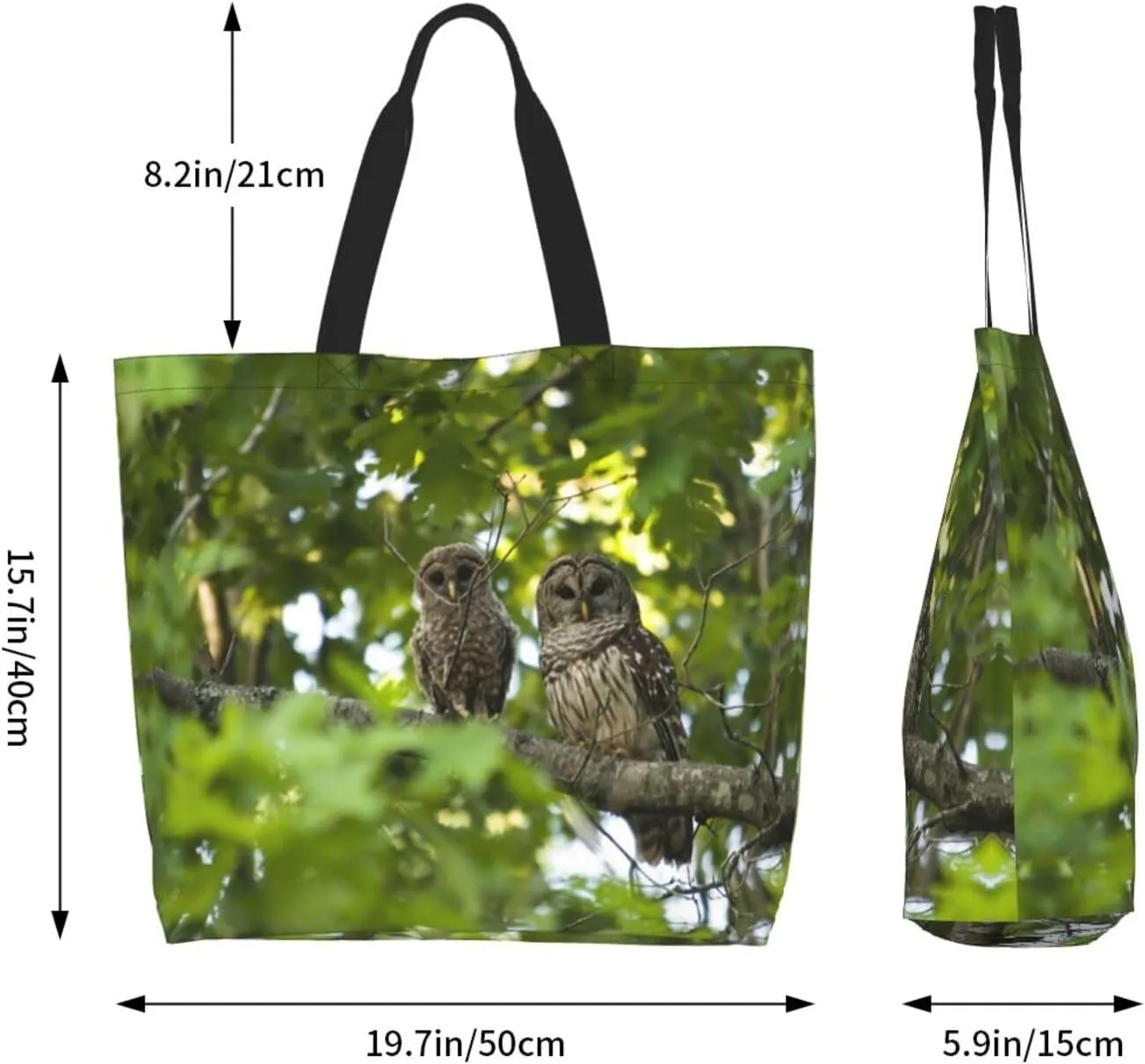Owl Canvas Tote Bag Animal Shoulder Bag Handbag Cute Casual Grocery Bags Funny Bag for Outdoor