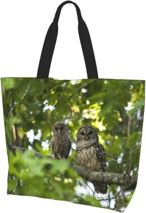 Owl Canvas Tote Bag Animal Shoulder Bag Handbag Cute Casual Grocery Bags Funny Bag for Outdoor