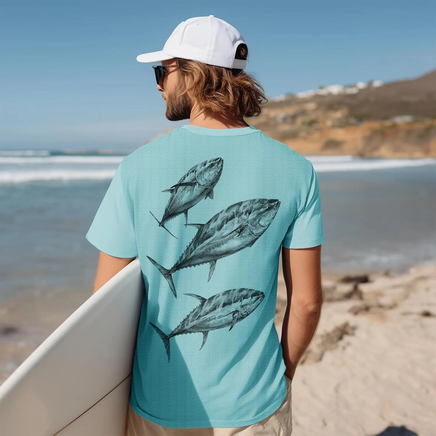 Palmyth Mens Fishing Shirts UPF 50  Sun Protection Short Sleeve UV T-Shirts Breathable Quick-Dry