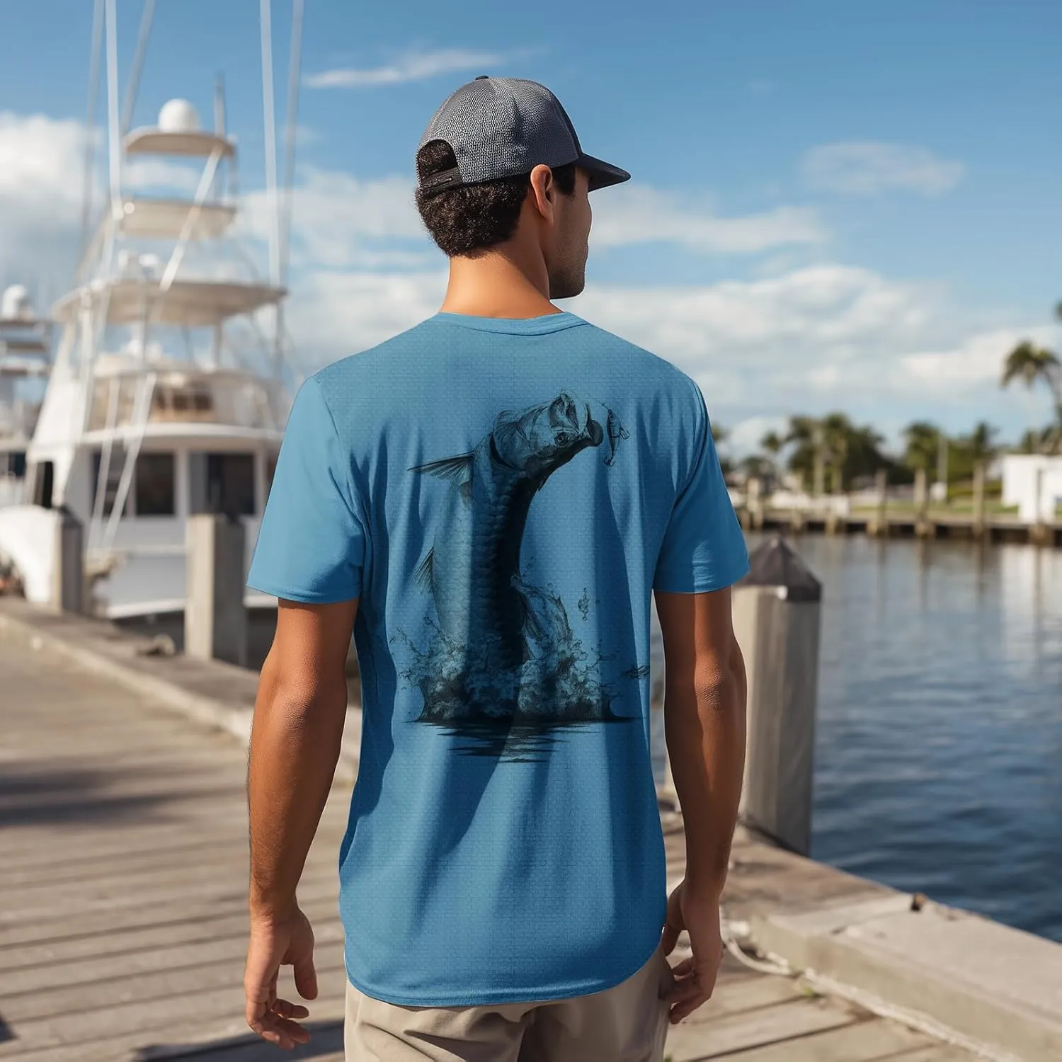 Palmyth Mens Fishing Shirts UPF 50  Sun Protection Short Sleeve UV T-Shirts Breathable Quick-Dry