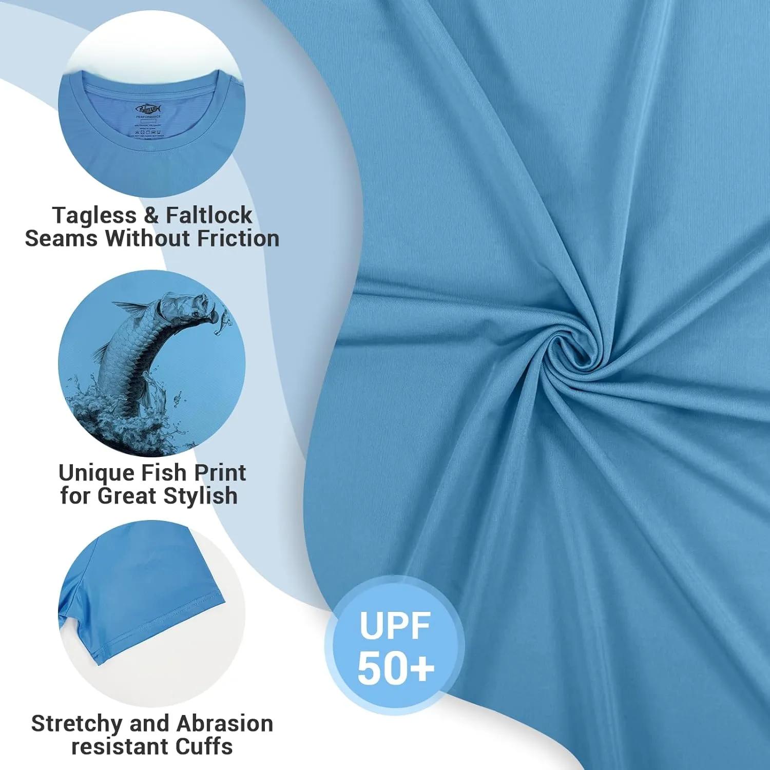 Palmyth Mens Fishing Shirts UPF 50  Sun Protection Short Sleeve UV T-Shirts Breathable Quick-Dry