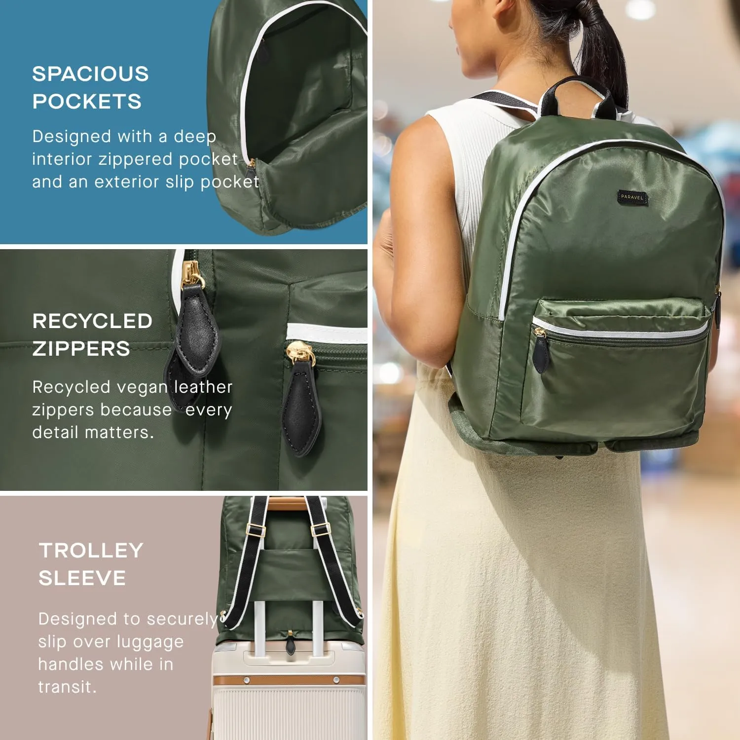 Paravel Fold Up Travel Backpack | Packable and Lightweight Foldable Travel Bag | Carry On Nylon Backpack with Trolley Sleeve, Flatiron Grey
