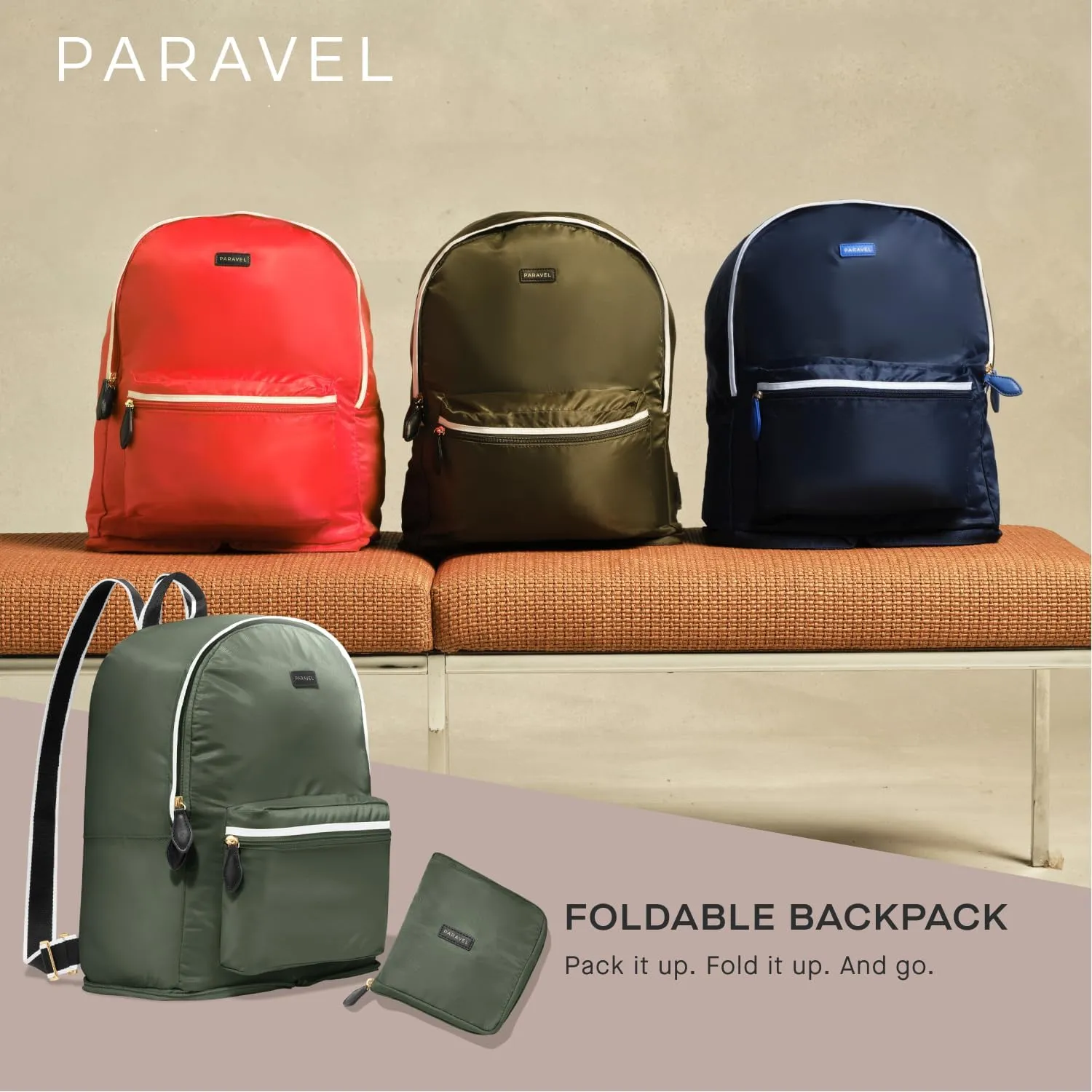 Paravel Fold Up Travel Backpack | Packable and Lightweight Foldable Travel Bag | Carry On Nylon Backpack with Trolley Sleeve, Flatiron Grey