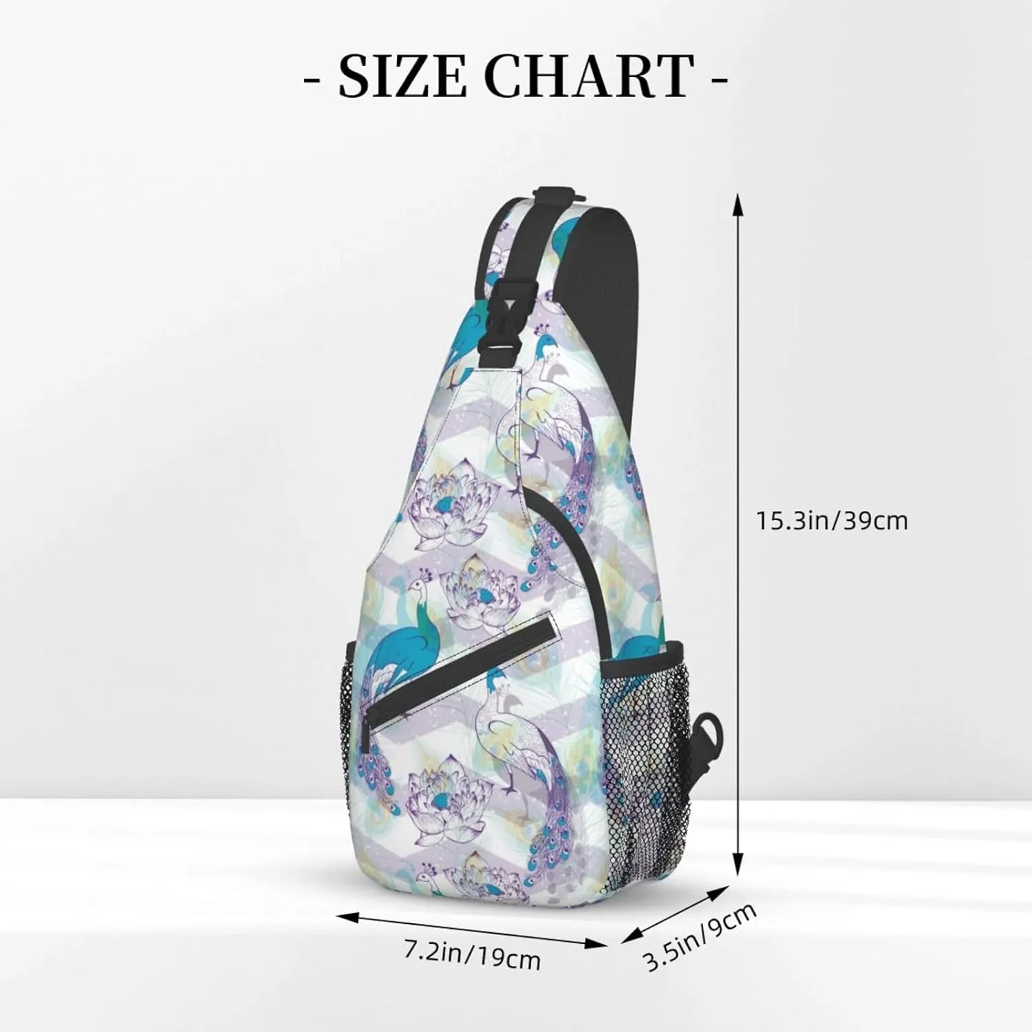 Peacock Shoulder Bag Cute Sling Backpack Daypack Casual Feather Hiking Bag Womens Backpack Bag Animal Bag
