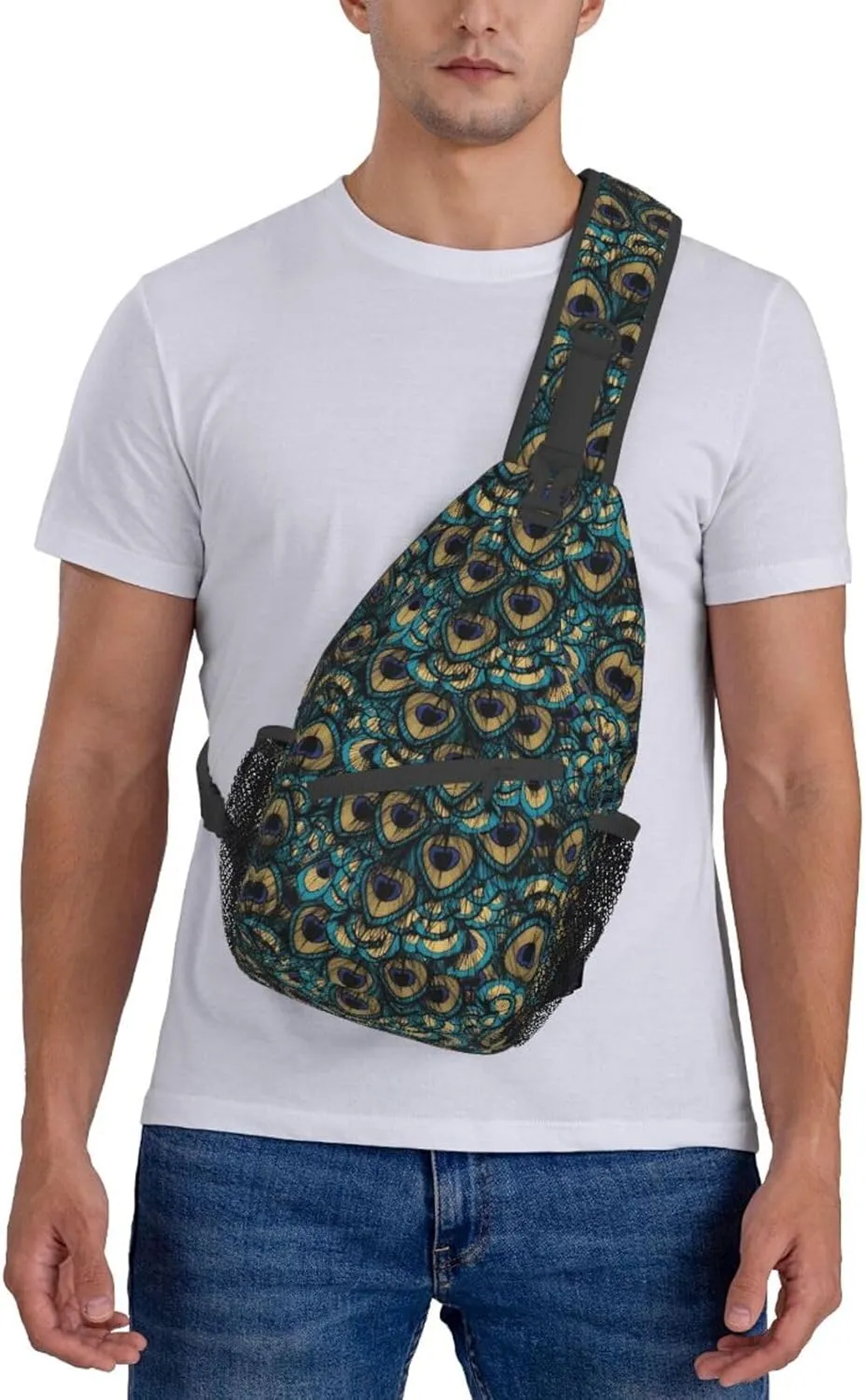 Peacock Shoulder Bag Cute Sling Backpack Daypack Casual Feather Hiking Bag Womens Backpack Bag Animal Bag