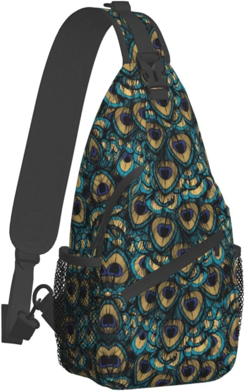 Peacock Shoulder Bag Cute Sling Backpack Daypack Casual Feather Hiking Bag Womens Backpack Bag Animal Bag