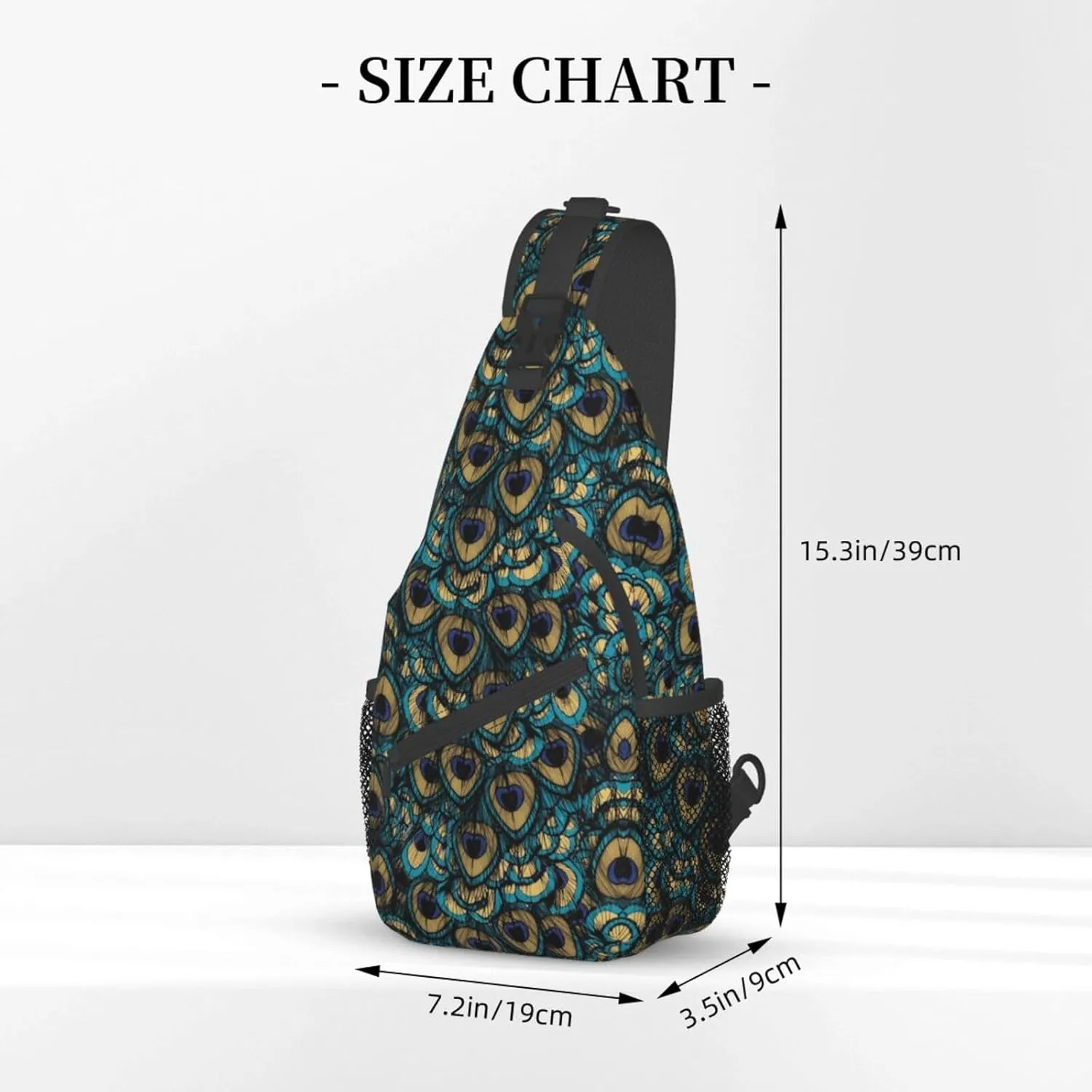 Peacock Shoulder Bag Cute Sling Backpack Daypack Casual Feather Hiking Bag Womens Backpack Bag Animal Bag
