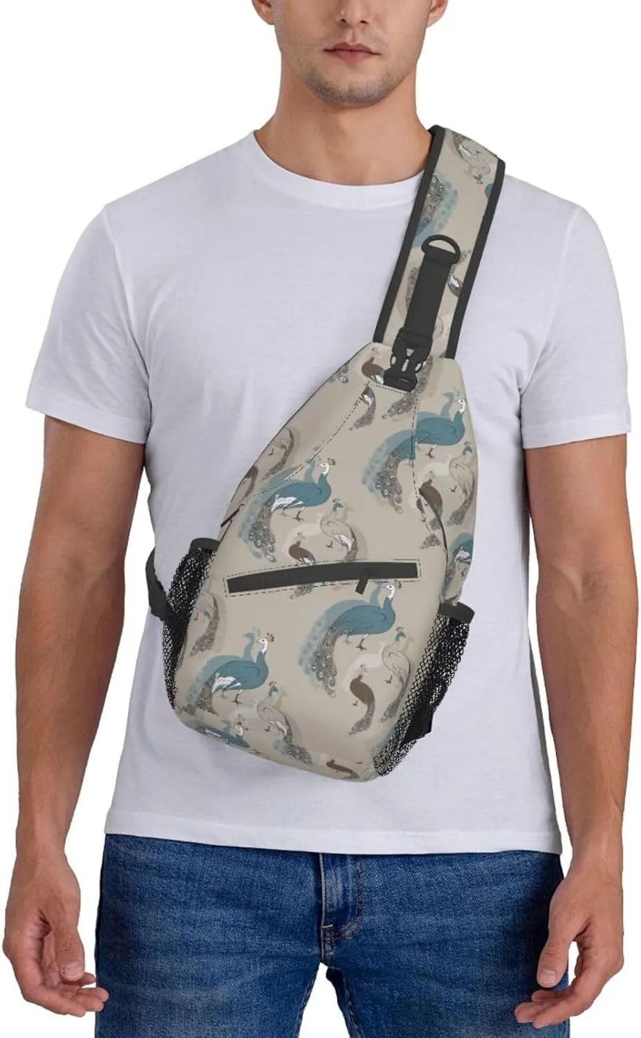 Peacock Shoulder Bag Cute Sling Backpack Daypack Casual Feather Hiking Bag Womens Backpack Bag Animal Bag
