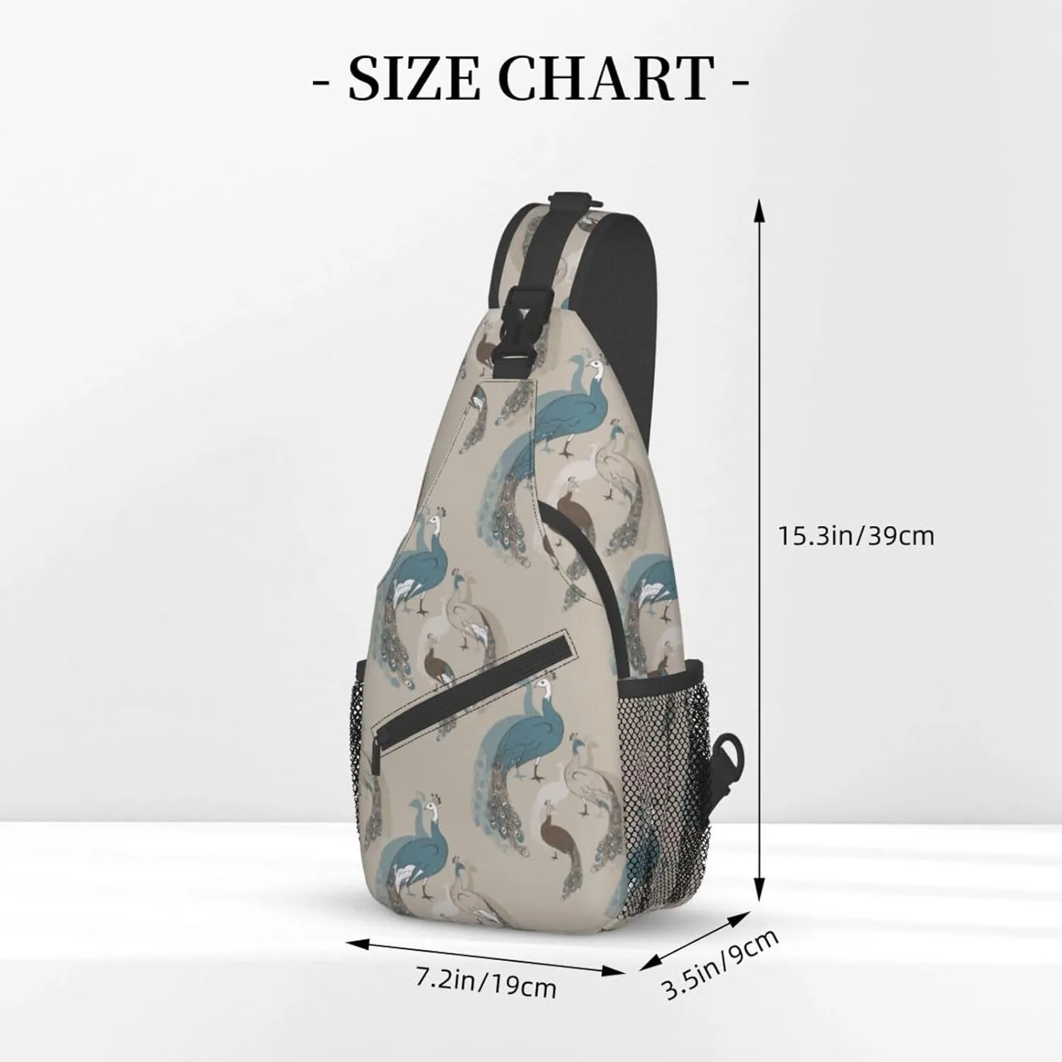 Peacock Shoulder Bag Cute Sling Backpack Daypack Casual Feather Hiking Bag Womens Backpack Bag Animal Bag
