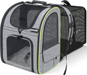Pecute Cat Carrier Backpacks, Expandable Cat Backpack with Breathable Mesh, Pet Carrier Backpack for Cats Small Dogs Puppies Up to 17 Lbs, Dog Carrier Backpack Great for Travel Hiking Camping Outdoor