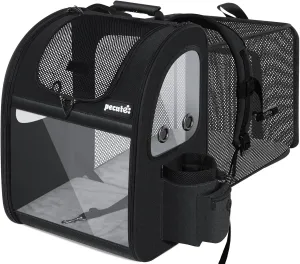 Pecute Pet Carrier Backpack, Dog Carrier Backpack, Expandable with Breathable Mesh for Small Dogs Cats Puppies, Pet Backpack Bag for Hiking Travel Camping Outdoor Hold Pets Up to 18 Lbs