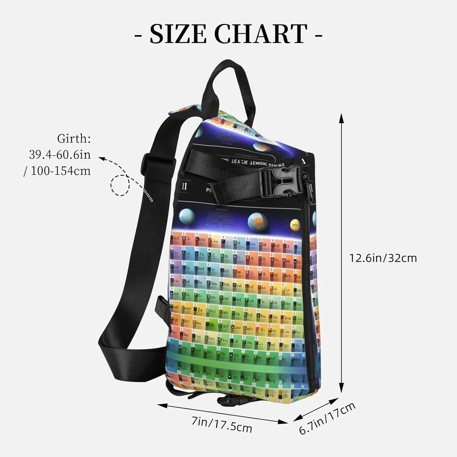 Periodic Table Of Elements Print Crossbody Backpack Casual Adjustable Bag Multifunctional Sling Backpack