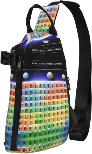 Periodic Table Of Elements Print Crossbody Backpack Casual Adjustable Bag Multifunctional Sling Backpack