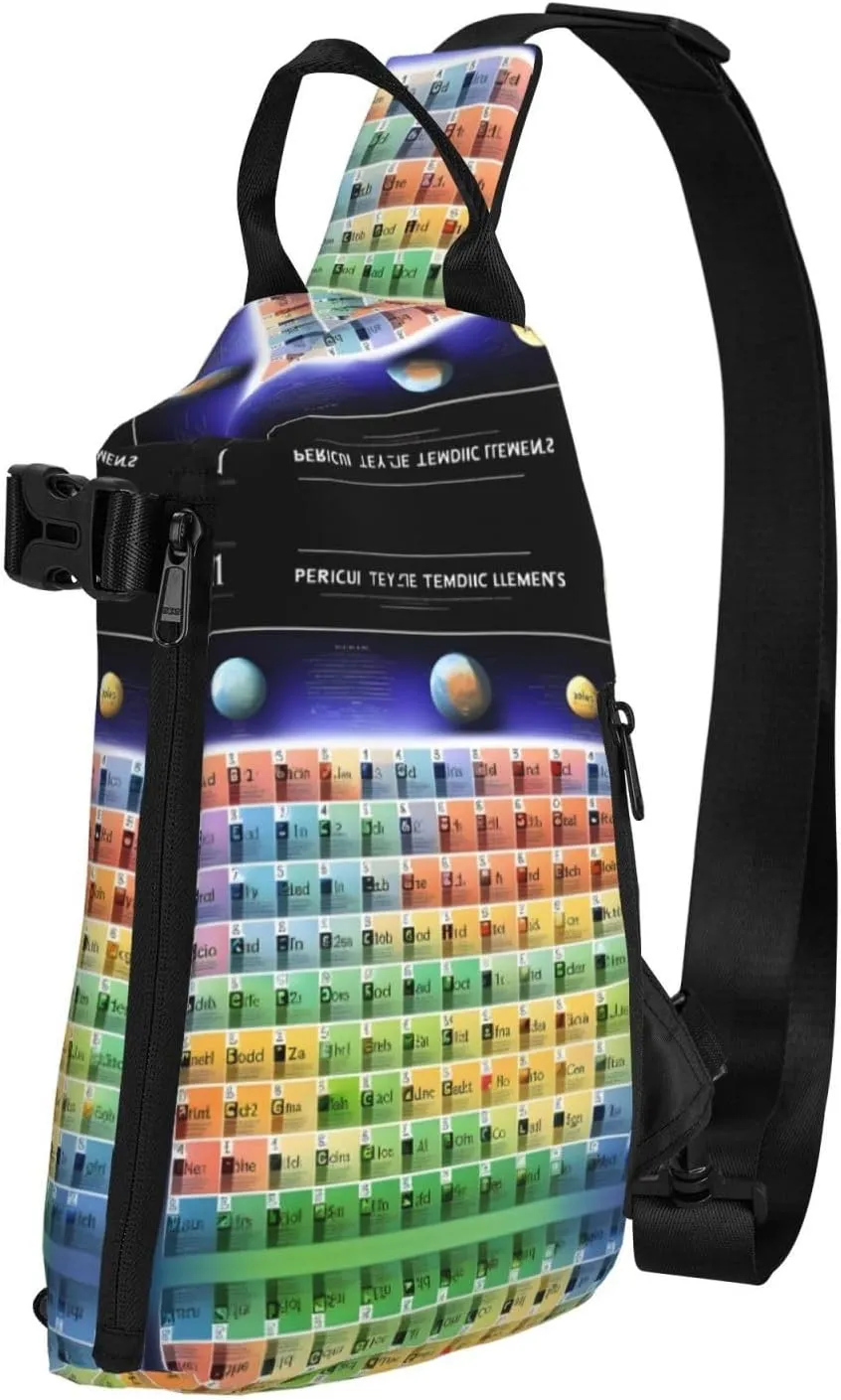 Periodic Table Of Elements Print Crossbody Backpack Casual Adjustable Bag Multifunctional Sling Backpack