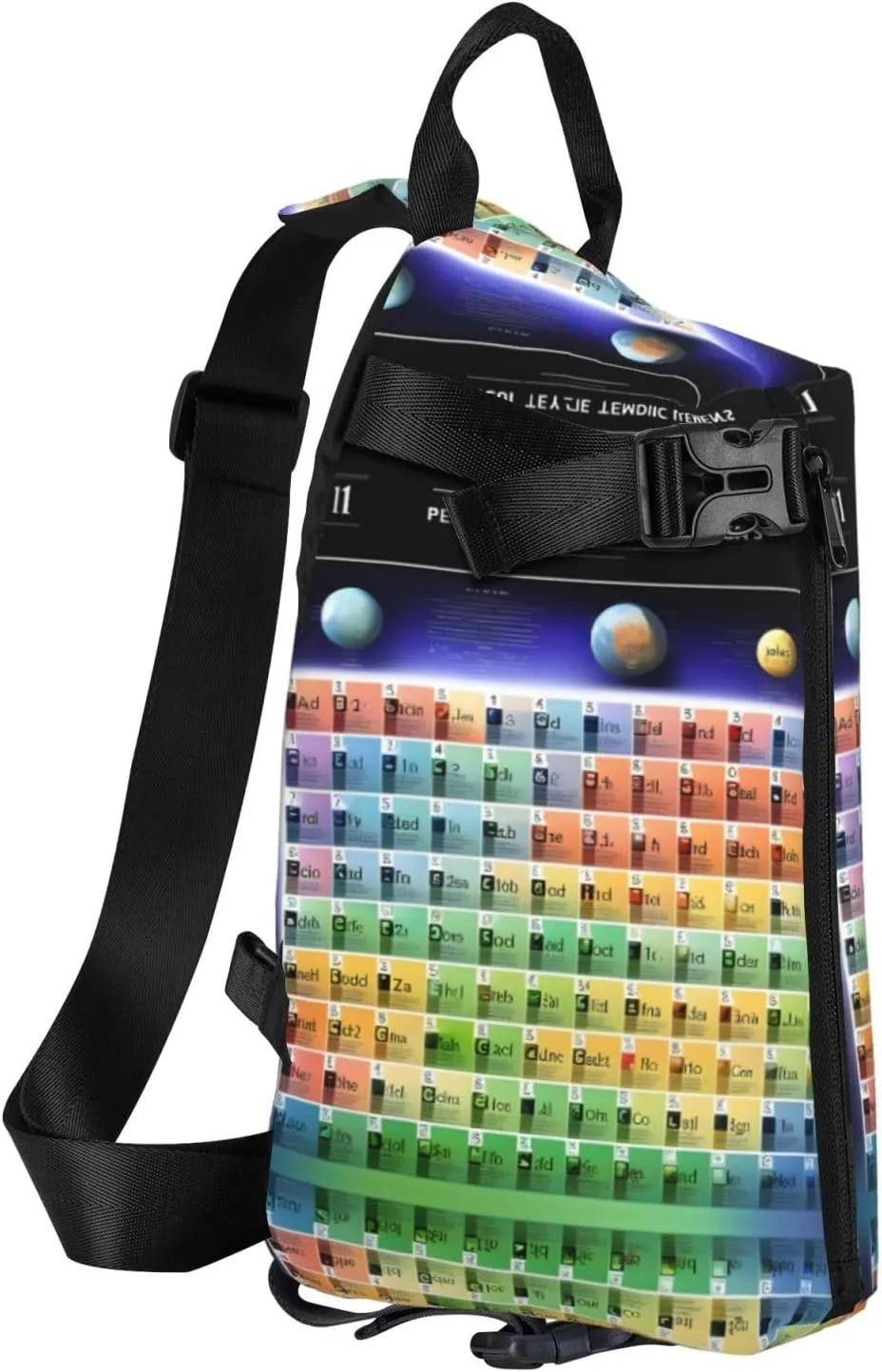 Periodic Table Of Elements Print Crossbody Backpack Casual Adjustable Bag Multifunctional Sling Backpack