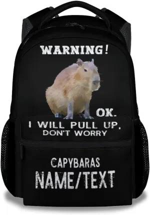 Personalized Backpack for School - 16 Inches Custom Kids Backpacks for Girls, Boys - Funny Black Bookbag for Kindergarten