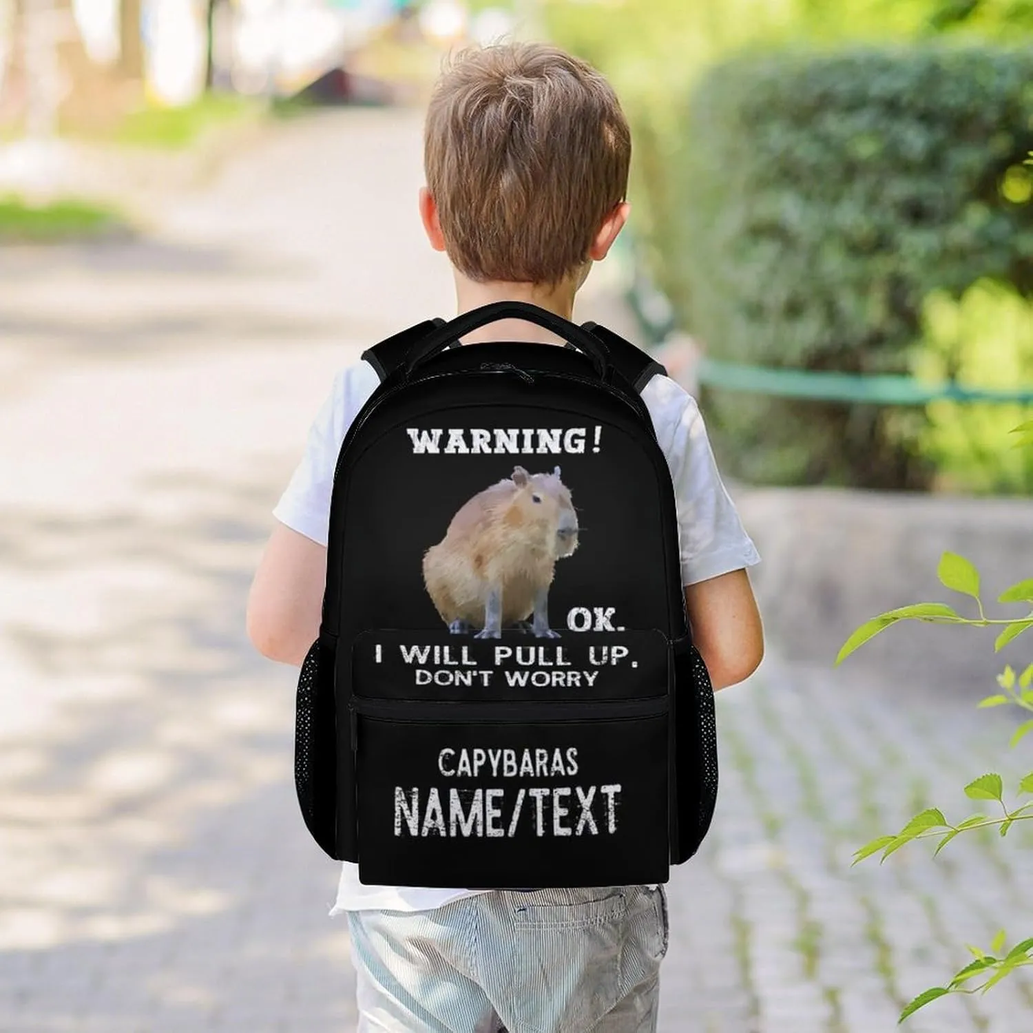 Personalized Backpack for School - 16 Inches Custom Kids Backpacks for Girls, Boys - Funny Black Bookbag for Kindergarten