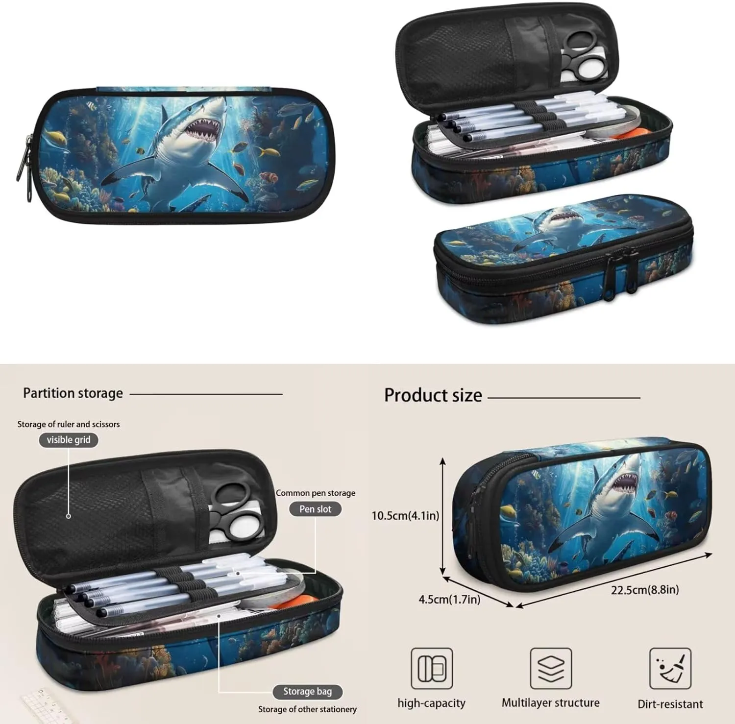 Personalized Boys Backpack and Lunch Box Set Customized Boys Backpacks Ages 8-10 10-12 Kids Shark Bookbag 17 Inch Elementary Preschool School Bag Set for Girls