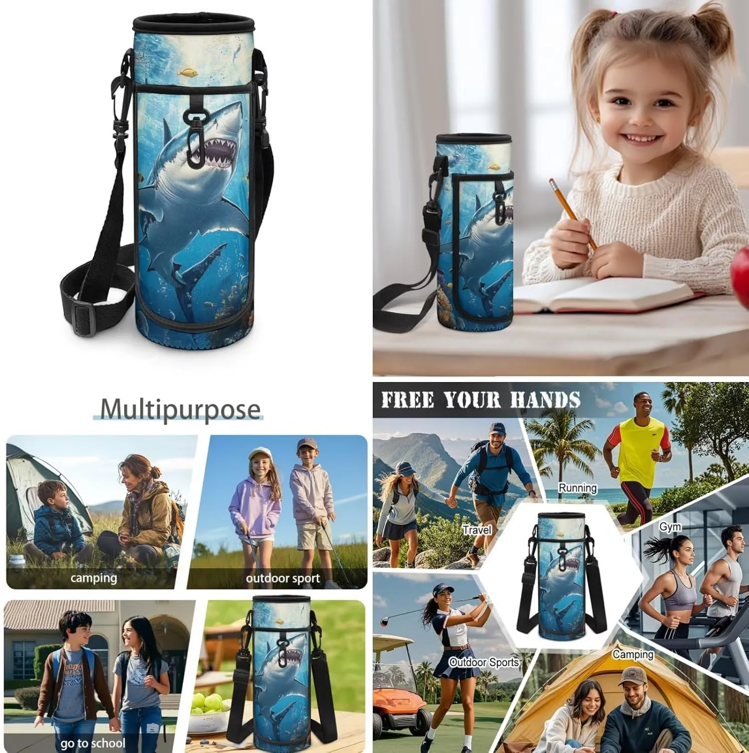 Personalized Boys Backpack and Lunch Box Set Customized Boys Backpacks Ages 8-10 10-12 Kids Shark Bookbag 17 Inch Elementary Preschool School Bag Set for Girls