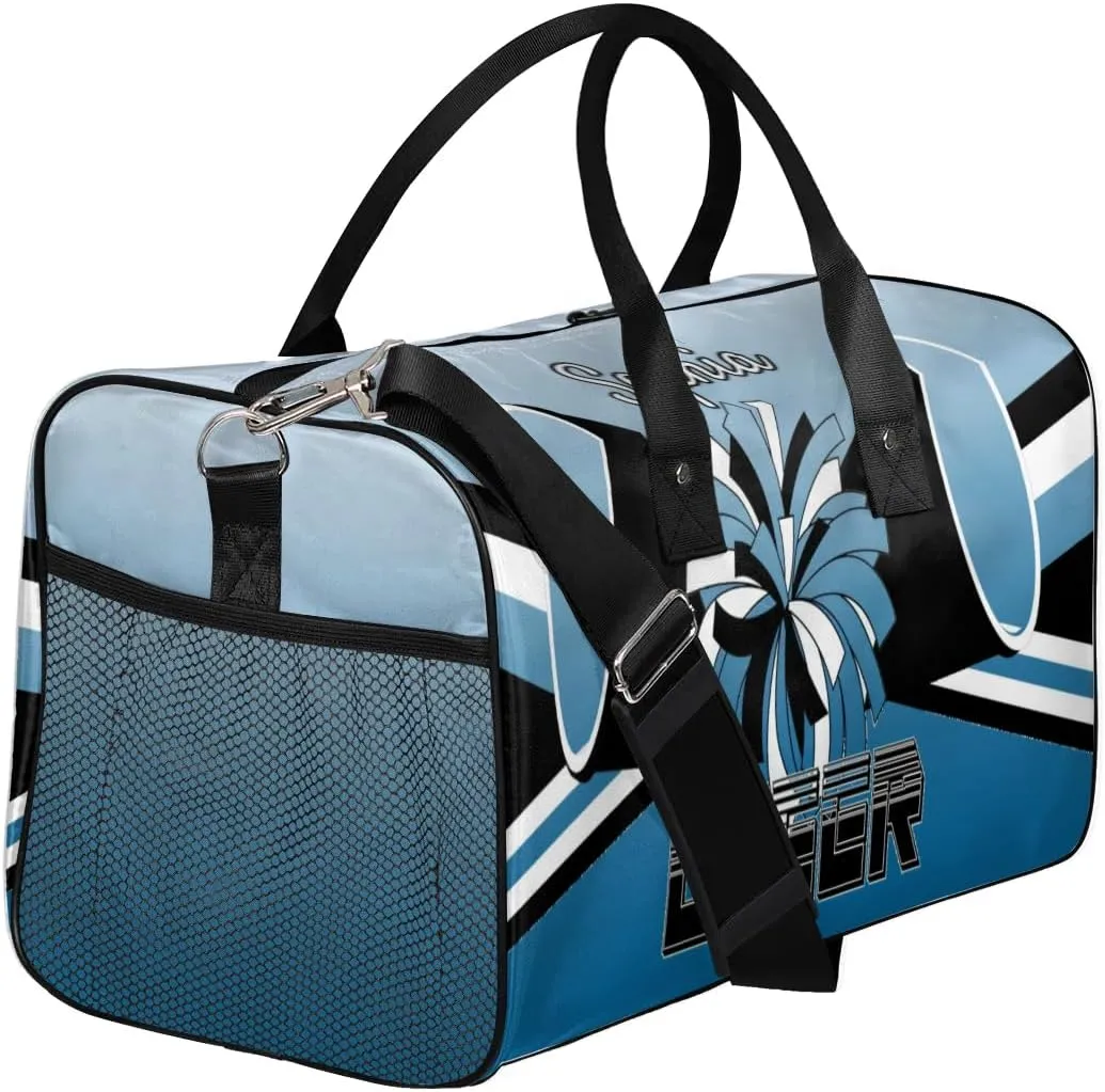 Personalized Cheer Duffel Bag for Cheerleaders, Custom Sports Bag for Women, Custom Cheerleading Travel Overnight Weekender Bag, Blue Gradient