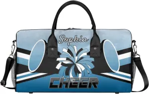 Personalized Cheer Duffel Bag for Cheerleaders, Custom Sports Bag for Women, Custom Cheerleading Travel Overnight Weekender Bag, Blue Gradient