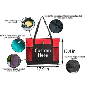 Personalized Cross Stitch Lover's Daily Carry Tote Bag - "Cross Stitch Makes Me Happy" Design - Perfect for Stitchers & Craft Enthusiasts with Zippered & Mesh Pockets
