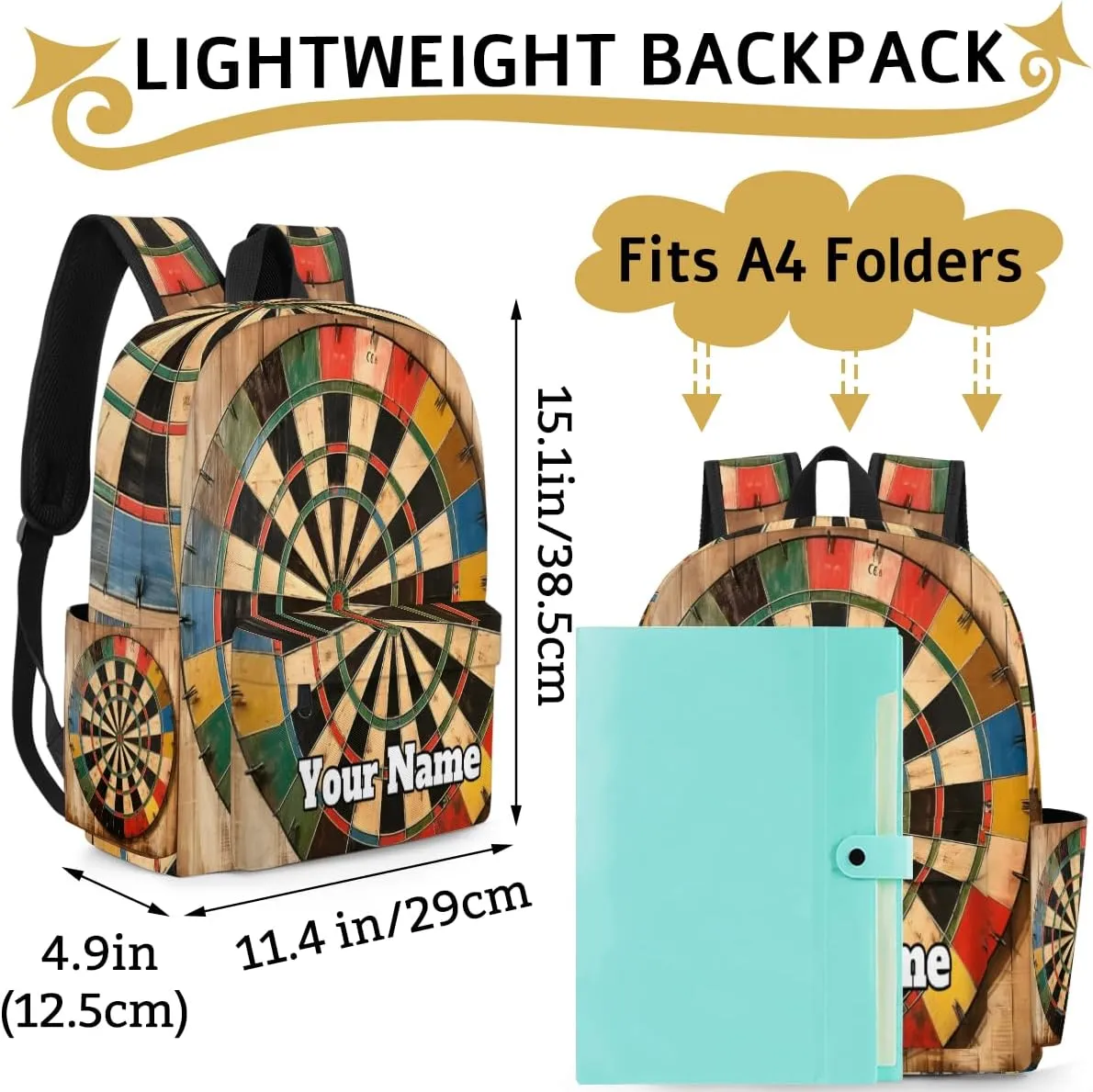 Personalized Darts Board Preschool Toddler Backpack for Boys Girls Custom Kids Name Small Bookbags Kindergarten Elementary Backpack, Darts Arrows
